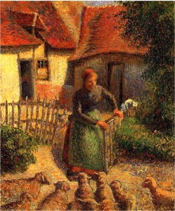 Shepherdess Bringing in Sheep, 1886 Camille Pissarro