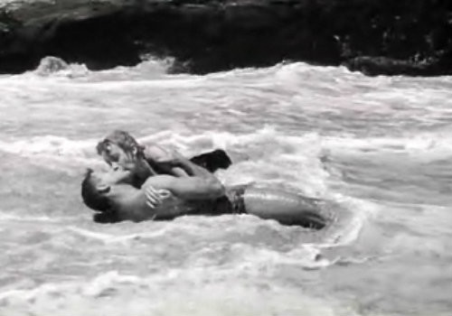 "From Here to Eternity" Lancaster and Kerr in the beach scene at Halona Cove, Oahu, Hawaii.