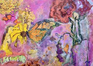Butterfly Kiss, 36 x 50" mixed media