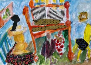 Matrimonial Bed - Mixed media on paper 20 x 28''